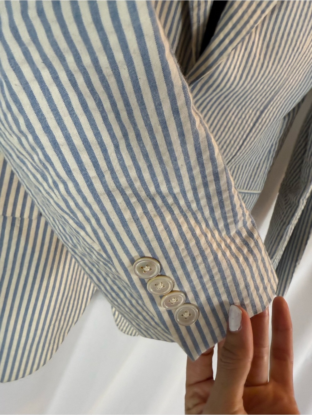 J. Crew Ludlow Fit Blue and White Seersucker Suit Jacket - Picture 6 of 15